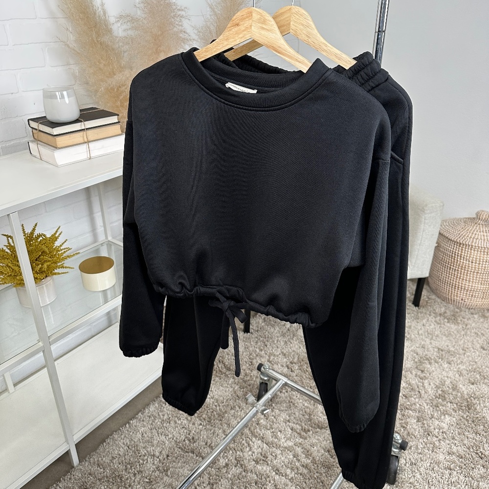 Cropped Pullover Sweat pants SETN | Black - Picture 1 of 5